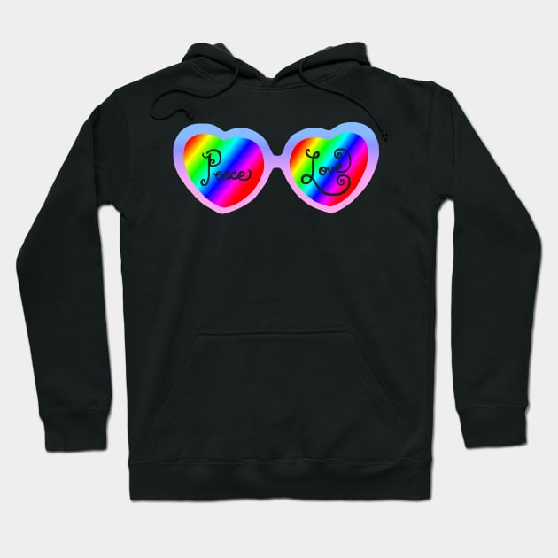 Peace and Love Heart Sunglasses Hoodie by Art by Deborah Camp